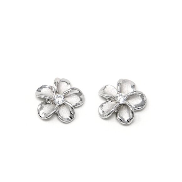 Jewelry - Moana Collection Sterling Silver Earring Stud: Solid Plumeria
